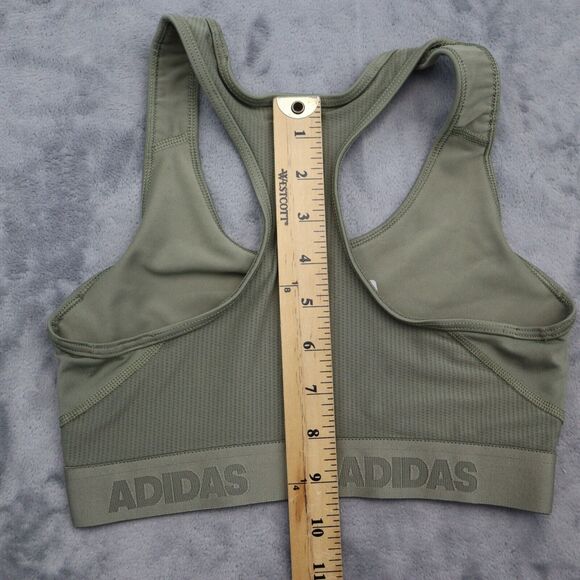 Adidas Sports Bra Womens XS Gray Scoop Neck Racerback Tech Fit Compression Top - Picture 5 of 12